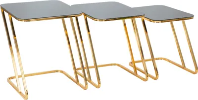 Obrázok produktu pre FURNLUX Konferenčný stolík jednoduchý zlatý 44 cm (3 ks) / Hlavná farba: zlatá / Rozmery: 44 x 56 x 51 cm