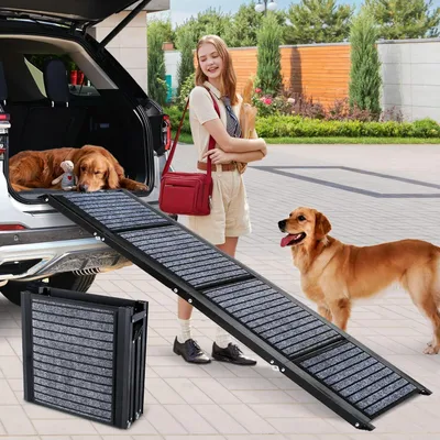 Image de Rampes d'accès pour animaux, pliables, 170 cm, pour voitures, camions, SUV, jusqu'à 110 kg, antidérapantes, en aluminium, 170 x 43 cm