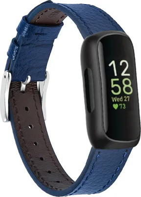 Produktbild von Lederarmband für Smartwatches – Passend für Fitbit Inspire 3 – Dunkelblau – Strap-it Uhrenarmband / Armband
