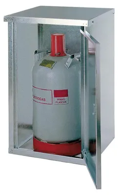Produktbild von Gasflaschenschrank, Flaschenschrank, für 1 x 11 kg Propangas, Flüssiggas, mit Rückwand und Bodenrost, Abschließbar, 750 x 460 x 400 mm (HxBxT)