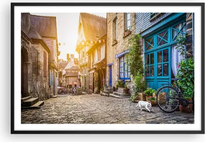 Produktbild von Gerahmtes Poster - Schwarzer Rahmen - stadt straße katze - 91,5x61 cm - Wand Bild - Wanddeko - Wandbilder - Kunstposter - Wandposter - Bilderrahmen - Bilder - Kunstdruck - Wandbild - P2BAA91x61-3711
