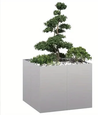 Obrázok produktu pre Kvetináč z pozinkovanej ocele, 100x100x80 cm - Moderný a odolný kvetináč vhodný na vonkajšie použitie