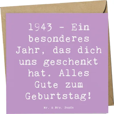 Produktbild von Mr. & Mrs. Panda Grußkarte Spruch 1943 Geburtstag - Lavendeltraum - Geschenk, Happy Birthday, Glückwunschkarte, Klappkarte, Alter, anlasskarte, historische Geburtstage
