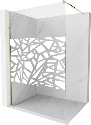 Produktbild von Mexen Kioto Duschwand 120 x 200 cm, Transparent/Weißes Design 8 mm, Gold - 800-120-101-50-85