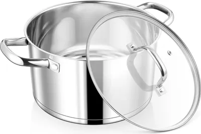 Produktbild von Gesunde 22 cm RVS Kochtopf mit Glasdeckel – Suppentopf für Induktion und alle Heizmethoden