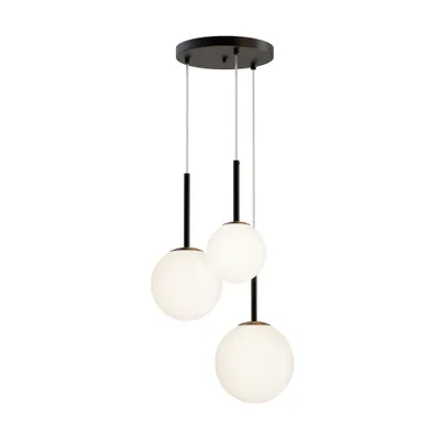 Image de Suspension, métal verre, noir, D 40 cm