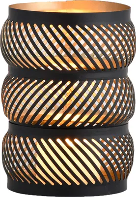 Produktbild von Marrakesch Skandinavische Deko Teelichthalter rund aus Metall 15cm groß schwarz Gold | Windlicht Malinda als Frühling Wohnzimmer Tisch Deko | Moderne Kerzenständer für Teelichter als Dekoration