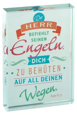 Glas-Viereck mit Engel-Spruch 6 x 9 cm