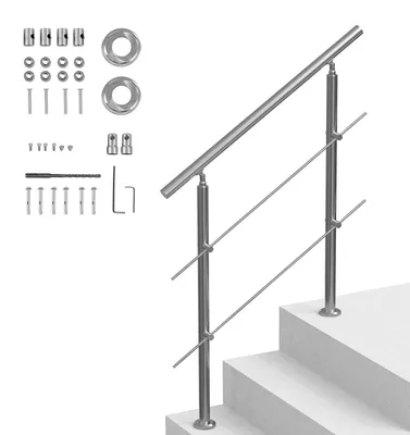 Produktbild von VEVOR 119,9 cm Handläufe für Außentreppen 2 Querstangen Treppe für Veranda Deck, Stehende Fläche-d, 2 Horizontale Stangen-b