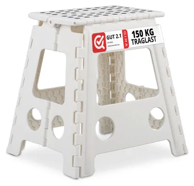 Produktbild von Relaxdays Klapphocker faltbar, 10er Set, Camping Hocker, großer Badhocker, bis 150 kg, Kunststoff, HBT 39x39x32 cm, weiß