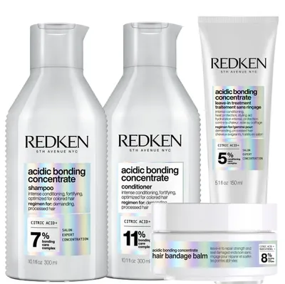 Productafbeelding van Redken - Acidic Bonding Concentrate Shampoo + Conditioner + Leave-in + Hair Bandage Balm - Set