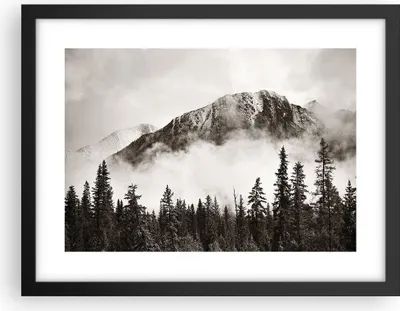 Produktbild von Gerahmtes Poster - Schwarzer Rahmen - Nebel Berg Wald - 40x30 cm - Wand Bild - Wanddeko - Wandbilder - Kunstposter - Wandposter - Bilderrahmen - Bilder - Kunstdruck - Wanddekoration - P2BAA40x30-4936