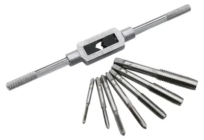 Obrázek produktu pro Sada pro závitování metrických závitů M3-M12 + rukojeť, 8 dílů, pro kov