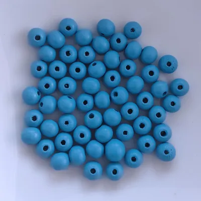 Image de Perles en bois rondes, 60 pièces, 10 mm, bleu