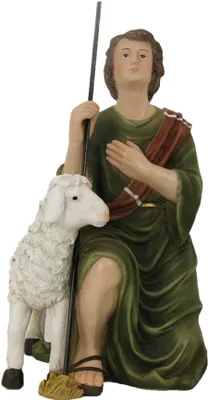 Produktbild von FADEDA Hirte kniend mit Schaf   / Höhe:40 cm / handbemalt / detailgetreue Krippen Figuren - Weihnachten Tisch Dekoration Krippe Zubehör