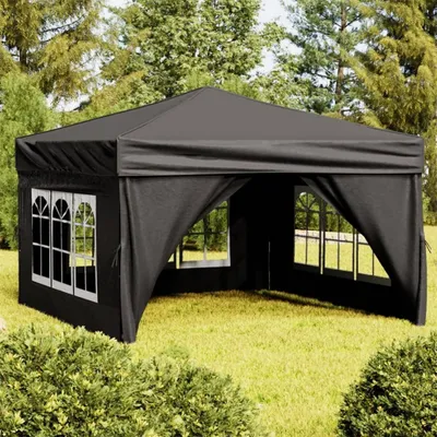 Immagine prodotto di The Living Store Tenda per feste pieghevole con pareti laterali nera 3x3 m