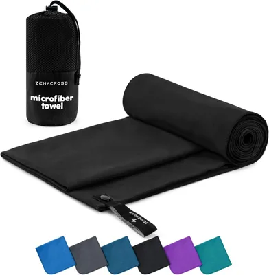 Imagen del producto de Toalla de microfibra XXL, 200x100 cm, de secado rápido, con bolsa de transporte, ideal para camping