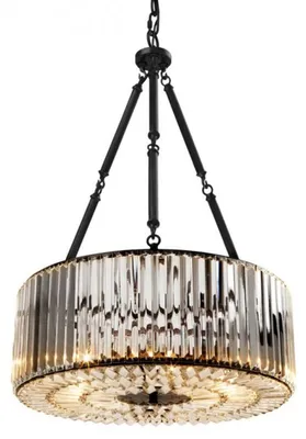 Produktbild von Casa Padrino Luxus Hängeleuchte Gunmetal Finish / Glas - Art Deco Restaurant - Hotel Lampe Leuchte