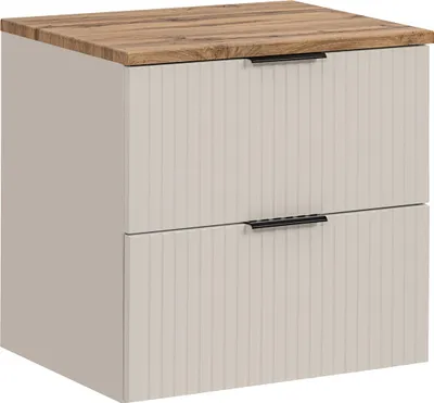 Zdjęcie produktu dla Szafka Łazienkowa 60 Cm Z Blatem Dąb Wotan I Frezowanymi Frontami