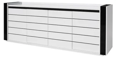 Image de Buffet LINA blanc et noir avec LED – 220 x 87 x 50 cm