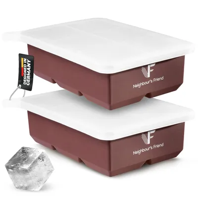 Produktbild von Neighbour’s Friend Eiswürfelform 2er Pack - XXL Eiswürfel für Whisky, Rum & Cocktails - 12x große Eiswürfel - Langlebige Platin-Silikon Eis Würfel