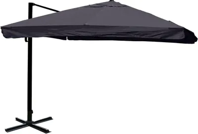 Zdjęcie produktu dla Parasol gastronomiczny HWC-A96, 3x4m (Ø5m) poliester aluminium/stal 26kg ~ Klapa, antracyt bez stojaka, obrotowy