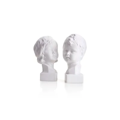 Zdjęcie produktu dla Popiersie dziewczynki i chłopca z porcelany biszkwitowej, wykonane ręcznie
