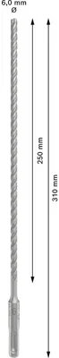 Zdjęcie produktu dla Bosch 2 608 836 612, Młot udarowo-obrotowy, Hammer drill bit, 6 mm, 310 mm, Beton, 6 mm