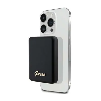 Zdjęcie produktu dla Guess Powerbank indukcyjny 5WGUPBM3ALGSGK 3000mAh czarny/black MagSafe Metal Script Logo