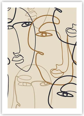 Produktbild von Poster - Poster ohne Rahmen - Frau Gesicht Linie - 50x70 cm - Wand Bild - Wanddeko - Wandbilder - Kunstposter - Wandposter - Bilder - Kunstdruck - Wanddekoration - Wandbild - P2XPA50x70-5109