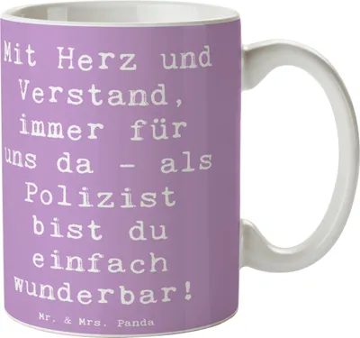 Produktbild von Mr. & Mrs. Panda Tasse Spruch Polizist Wunderbar - Lavendeltraum - Geschenk, Aufmerksamkeit, wertschätzung, Held, Dankeschön, Teetasse, Kaffeebecher, Danke sagen, Becher