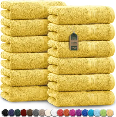 Produktbild von Frottier Gästetücher 12er Pack 30x50cm, 100% Baumwolle, Gelb