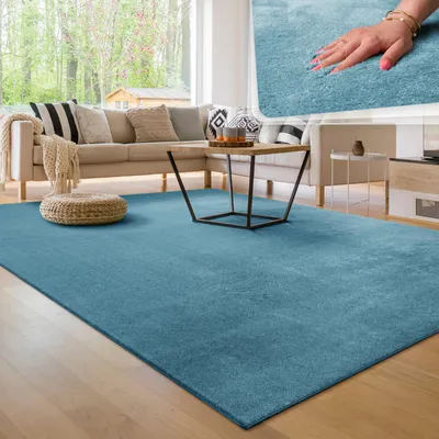 Produktbild von Moderner Wohnzimmer Teppich Kurzflor Waschbar Weich Felloptik Anti-Rutsch Grösse 160x220 cm