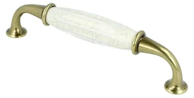 Produktbild von Möbelgriff aus Messing und Porzellan mit 128mm Lochabstand