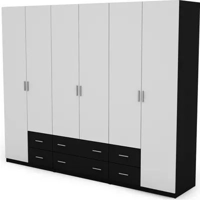 Produktbild von Meblast | Kleiderschrank 270x220 cm - Schwarz/Weiß - Garderobe mit Regalen, Schubladen und Kleiderstange | Moderner Kontrast