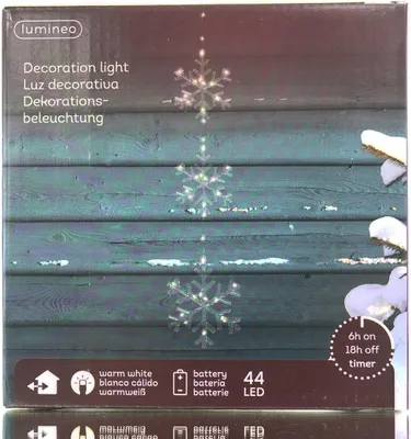 Produktbild von Lumineo Batterie Micro-LED 3 Schneeflocken Transparent 0,62 Meter 44 Lichter - warmweiß