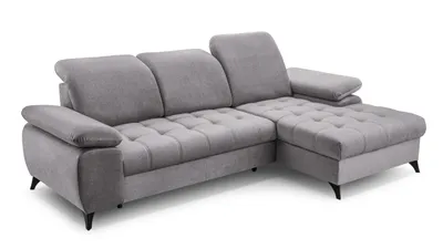 Produktbild von BEAUTYSOFA Ecksofa mit Schlaffunktion BELLO, Ottomane rechts, L-Form, Farbe: Grau (Whisper17)