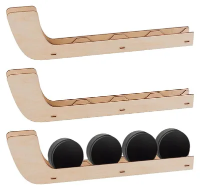 Produktbild von Set aus 3 Holz Eishockey-Puck Displays mit Signaturhalter