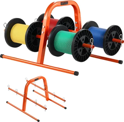 Obrázek produktu pro Držák cívek VEVOR, nosnost 45 kg, ruční zásobník kabelů, trubkový ocelový rám, pro uložení až 8 cívek o max. průměru 24 cm za různých podmínek