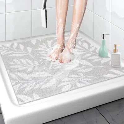 Zdjęcie produktu dla Antypoślizgowa mata pod prysznic, 80x80 cm, PVC, szara, z otworami odpływowymi