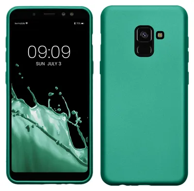 Produktbild von kwmobile Handyhülle für Samsung Galaxy A8 (2018) Hülle - Silikon Case metallisch schimmernd - Schutzhülle Cover - Metallic Dunkelgrün