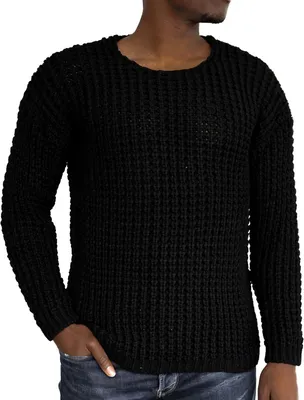 Produktbild von Casual Herren Strickpullover mit Rundhals-Ausschnitt Schwarz S