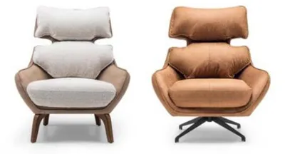 Produktbild von Drehsessel Sessel Ohrensessel Stoffsessel Braun Polster Wohnzimmer