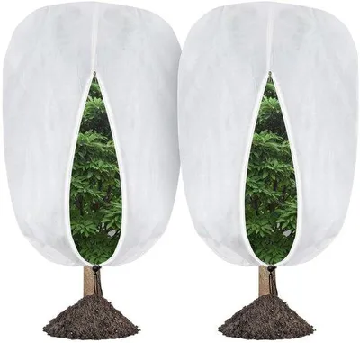 Produktbild von Unyqoos® Winterschutzhauben für Pflanzen 2×2 m – atmungsaktive Vlies-Schutzhülle mit Reißverschluss & Kordelzug, groß für Sträucher und Bäume