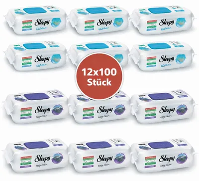 Produktbild von Sleepy Easy Clean Oberflächenreinigungstücher – 6x100 Montain + 6x100 Ocean | Streifenfreie Fenster