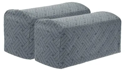 Obrázek produktu pro 2 kusy elastických potahů na opěrky rukou, protiskluzové, vyrobené z měkkého polyesteru, světle šedé barvy