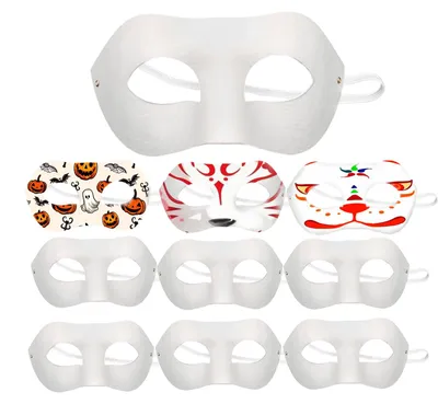 10 weiße DIY-Masken, Halbgesicht, unbemalt, für Halloween & Karneval