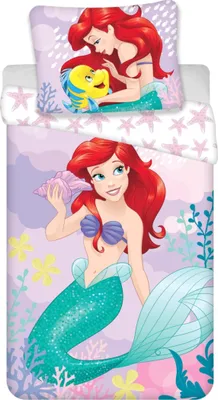 Image de Disney Literie pour enfants Arielle la sirène, Fabius, linge de lit, linge de lit pour enfants, housse de couette 140x200 cm, taie d'oreiller 70x90cm, 100% coton