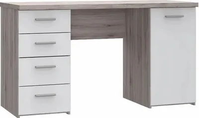 Produktbild von Furniture24 Schreibtisch 145 X 76 X 60 Cm Net106 Mt926-Z13M 4 Schubladen 1 Tür Sandeiche/Weiß