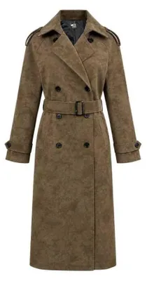 Produktbild von Biba Damen Wildleder Trenchcoat mit langen Ärmeln GT66462 (40 DE) (Schokolade), KI-generiertes Bild